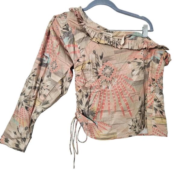 Chufy Memories of Arizona Geometric Floral One Sleeve Top - Picture 1 of 11